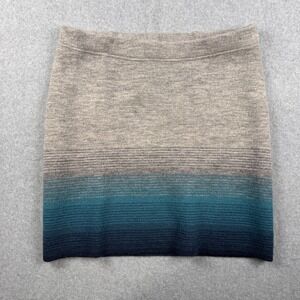 Toad&Co Skirt Womens XL Gray Blue Merino Wool Ombre Stripe Knit Pull On Mini